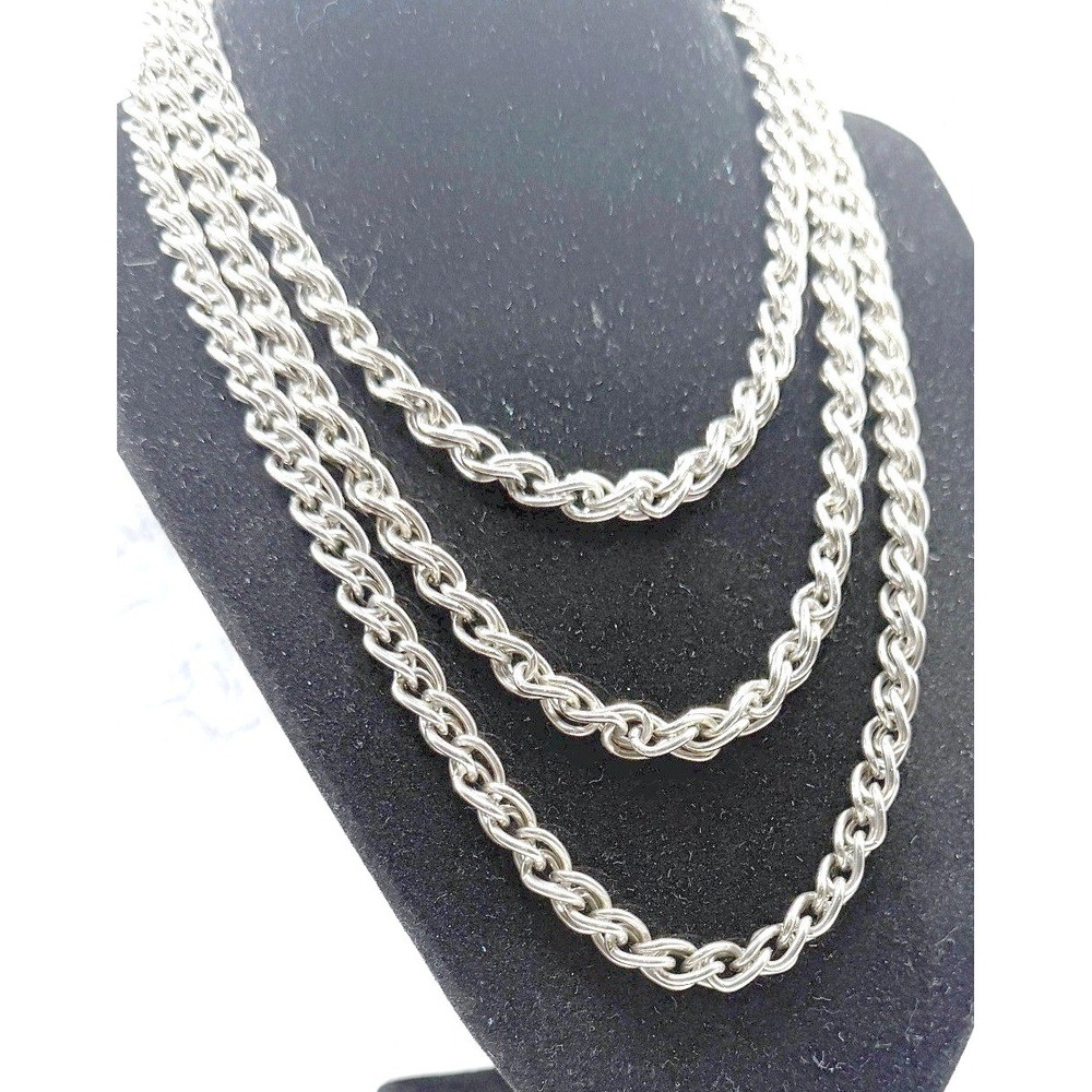 55" Chunky Silver‎ Tone Chain Necklace Long Layering Statement